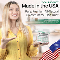 Bluegrass Colostrum jar lifestyle made in USA 60 servings